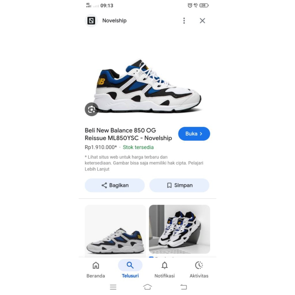 sepatu NB 850 size 38 insol 23