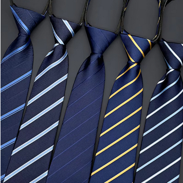 KIAMA - Dasi Instan Siap Pakai Navy Dasi Zipper Resleting Biru Tua Motif Garis Corak Lebar 8cm