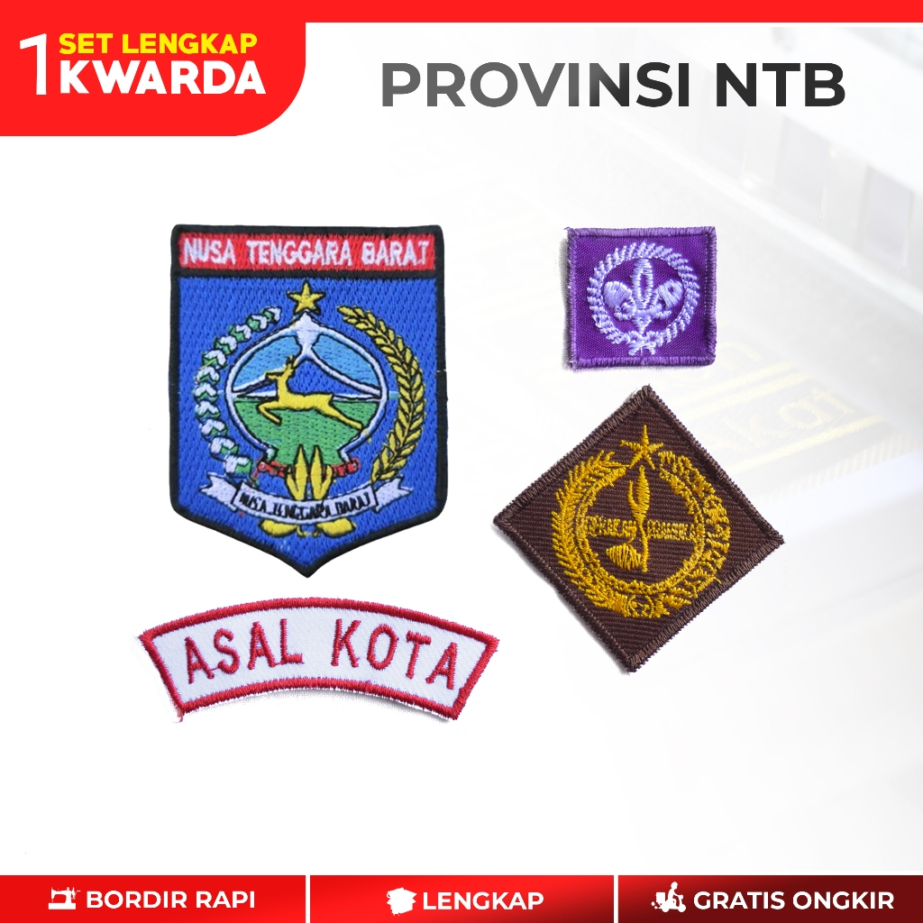 1 Set Atribut Kwarda Pramuka NTB Putra Putri – Bordir Komputer Lengkap Murah