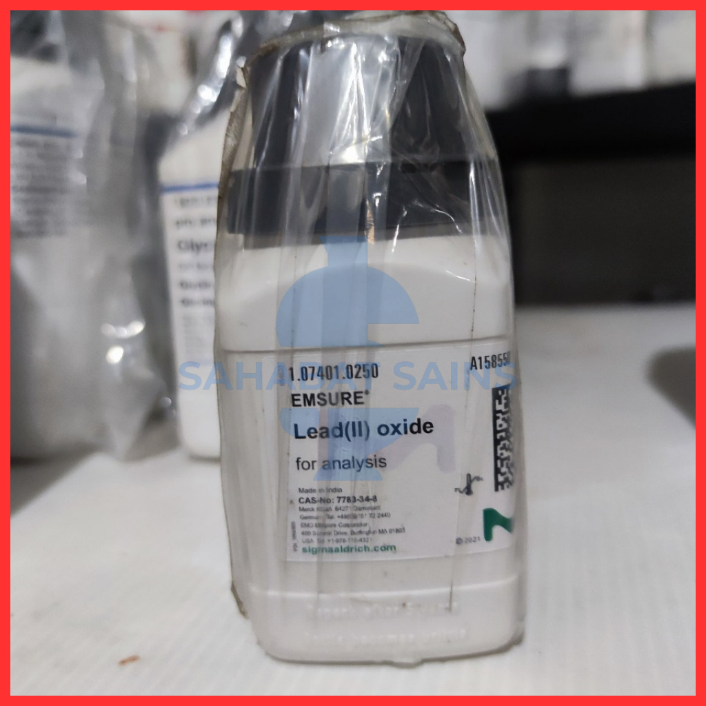 LEAD (II) OXIDE 250GRAM 107401 / TIMBAL II OKSIDA / PbO PRO ANALIS ORIGINAL