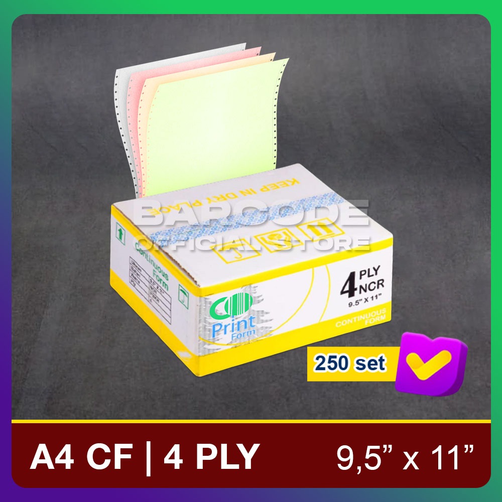 Kertas Continuous Form 9.5x11 inch NCR 4 Ply Faktur Penjualan Slip Gaji Surat Jalan Laporan Keuangan