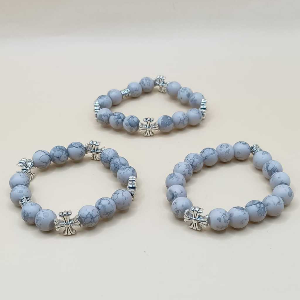 V2 - Gelang Manik Manik Batu Marmer Pria Dan Wanita Gelang Fashion Simple Dan Trendy