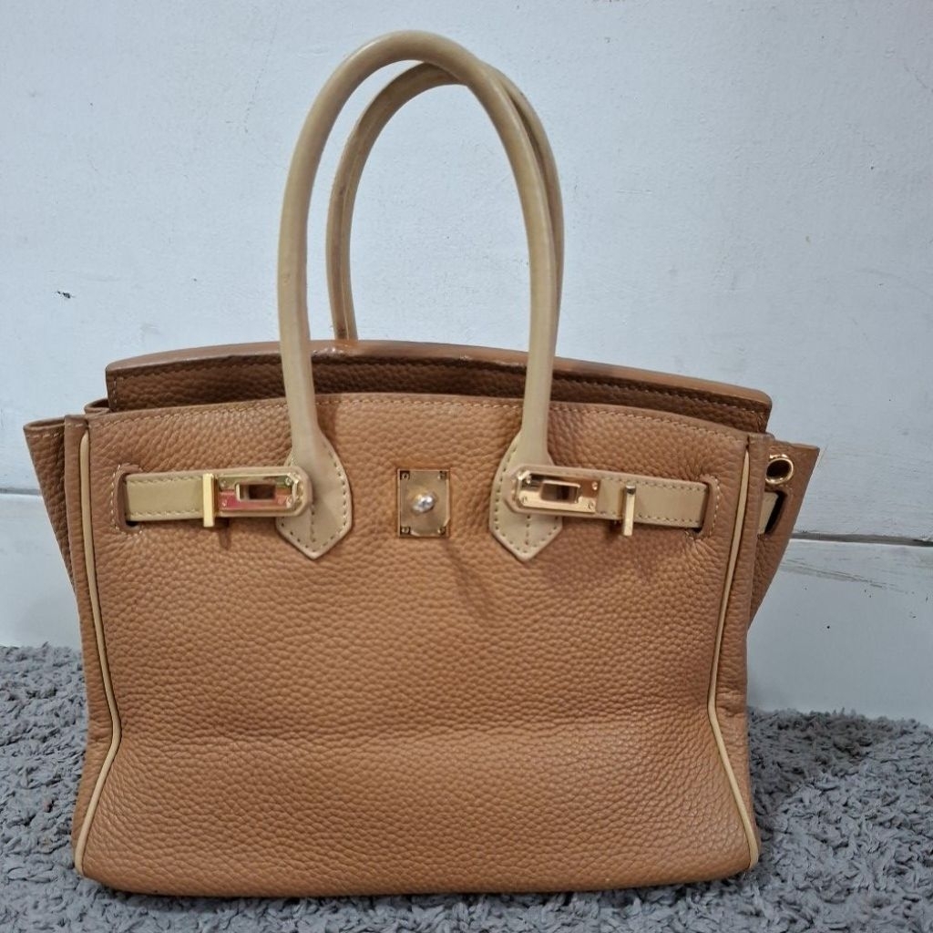 Top Handle Bag Coklat, Tas Kulit Sapi Asli