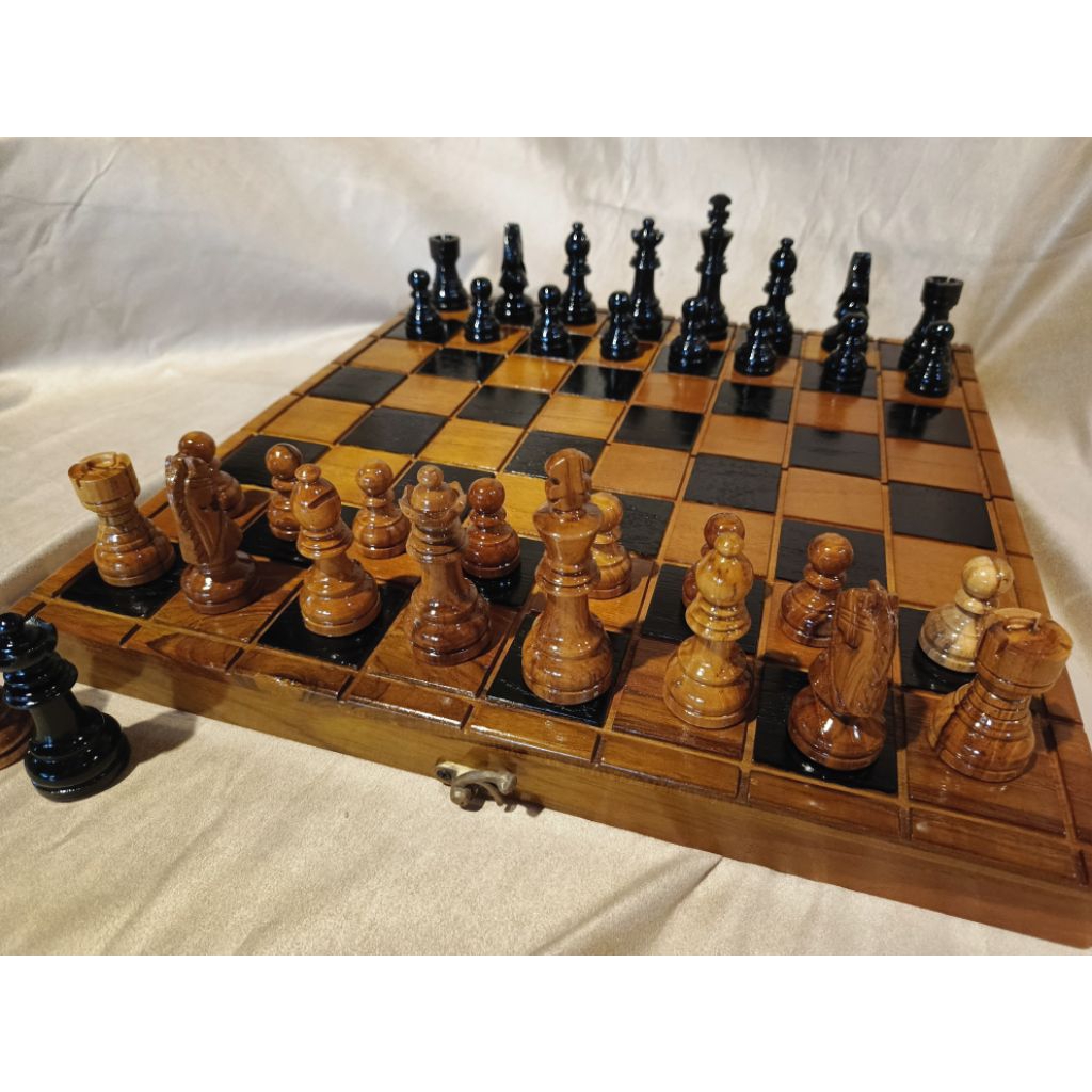 Permainan catur sekak Percasi kayu jati 1000%