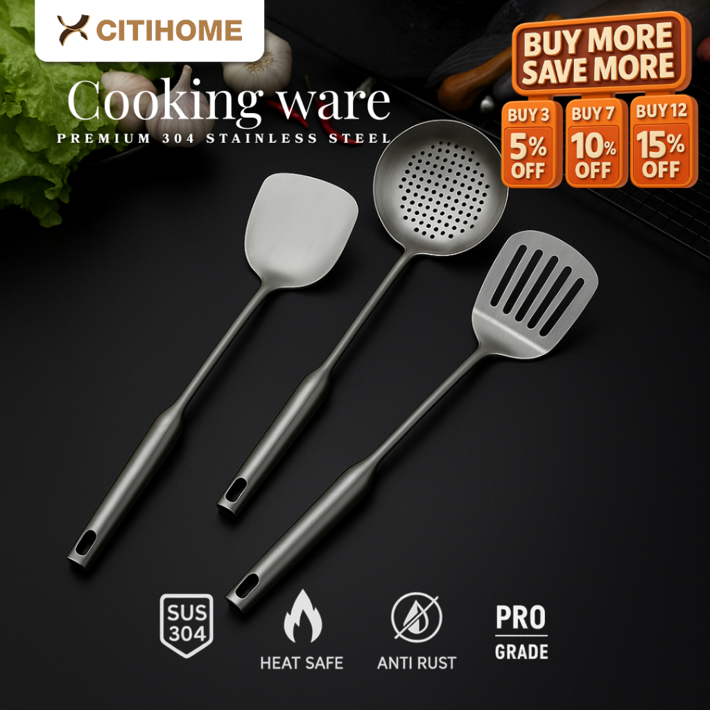Alat Masak Spatula Sodet Sutil Skimmer Stainless Steel 304 Premium Pegangan Tahan Panas