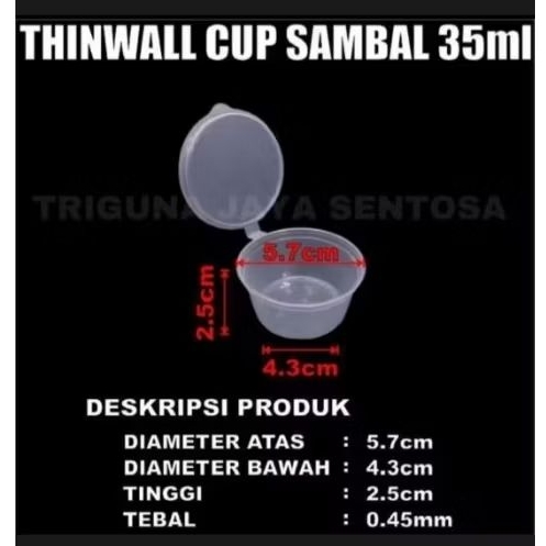Thinwall Cup Rapat 35ml Perbuah Bulat Cup Sambel n Cup Puding