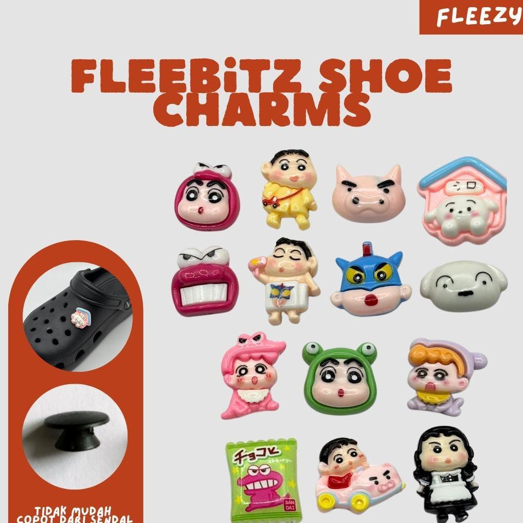Fleezy -  Aksesoris SHINCHAN Fleebitz Charm Gesper Sepatu Sandal Pin Charms Motif Angka Lucu Baru PV