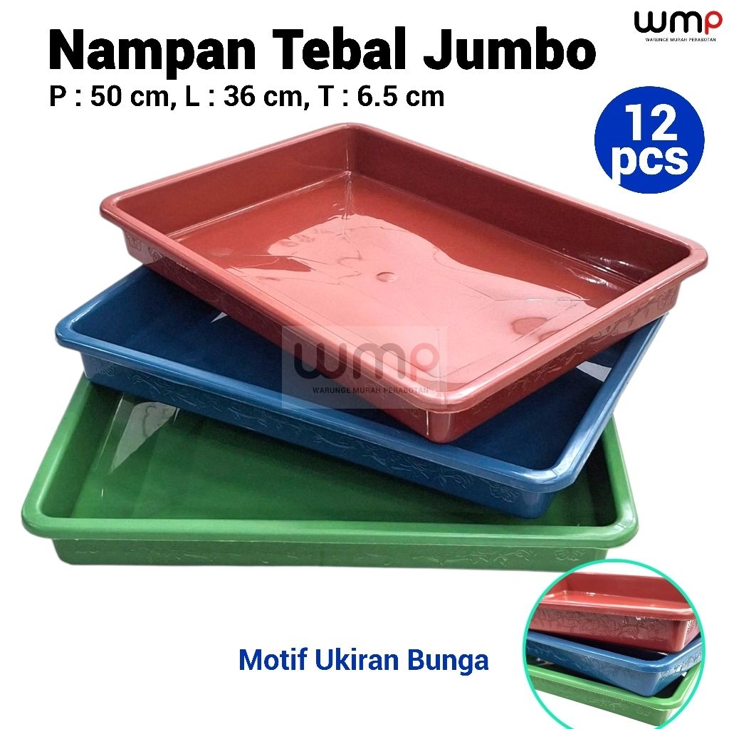 12 Pcs Nampan Plastik Jumbo Tebal Motif Cantik Ukiran Bunga Nampan Jumbo Baki Plastik Ukuran Jumbo 5