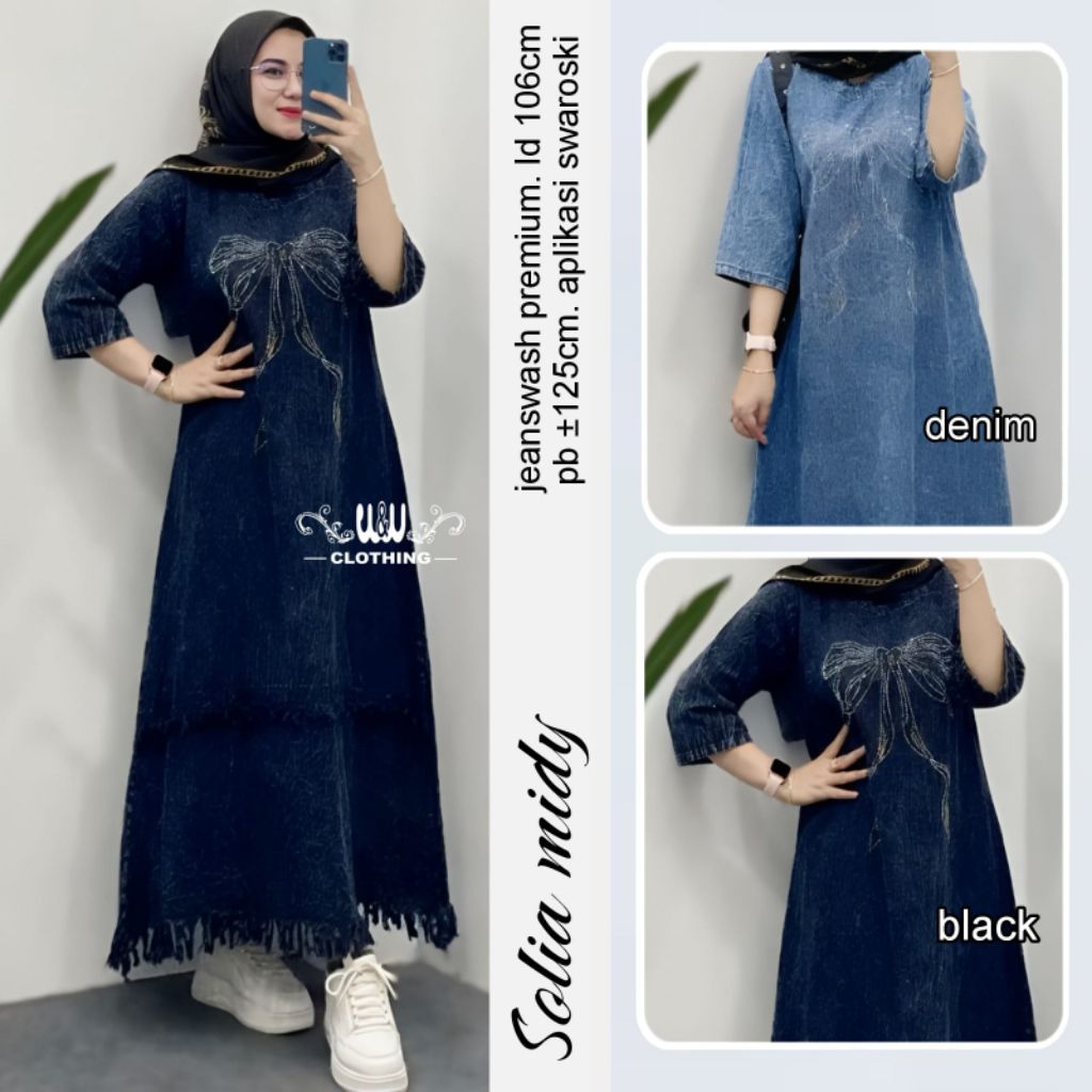 •SOLIA MIDI• GAMIS MIDI DRESS JEANS WASH
