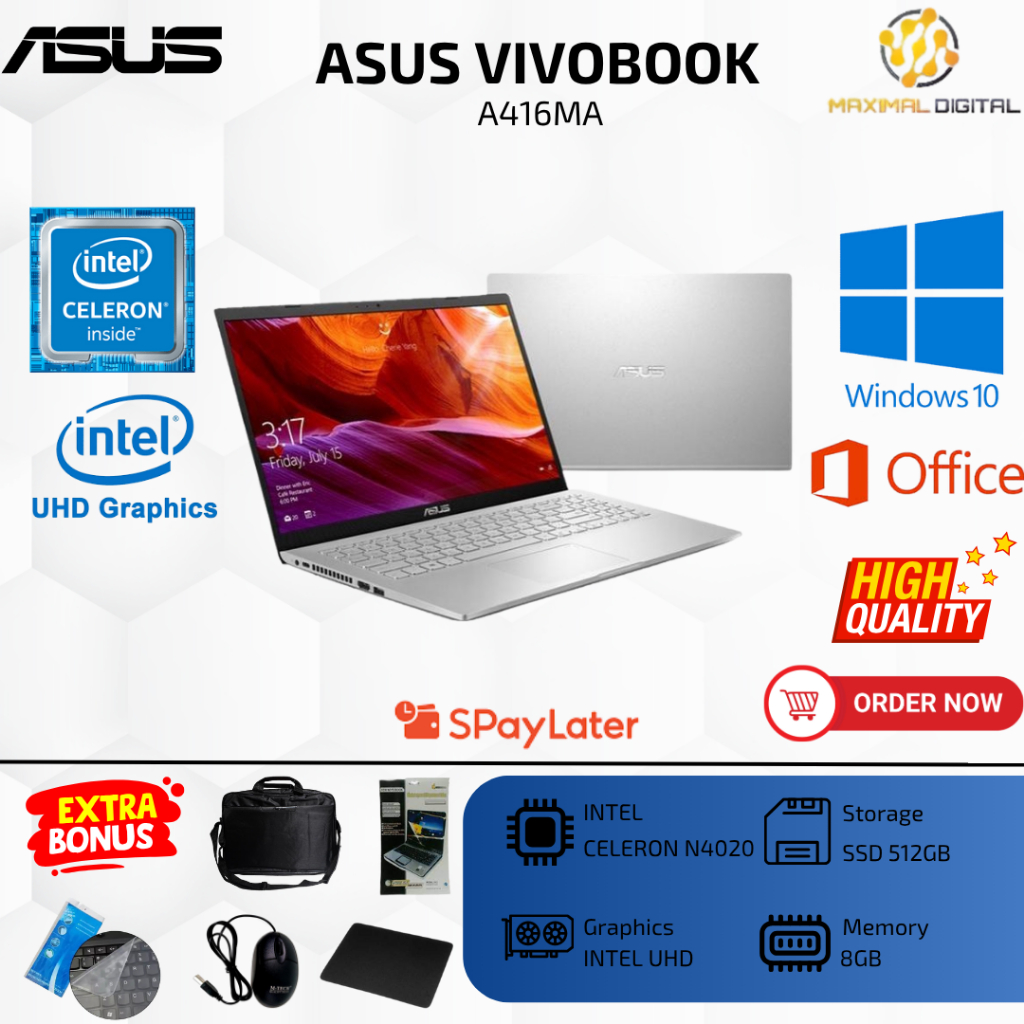 ASUS VIVOBOOK A416MA INTEL CELERON N4020 - RAM 8GB - SSD 512GB - 14''INCH - WINDOWS 10