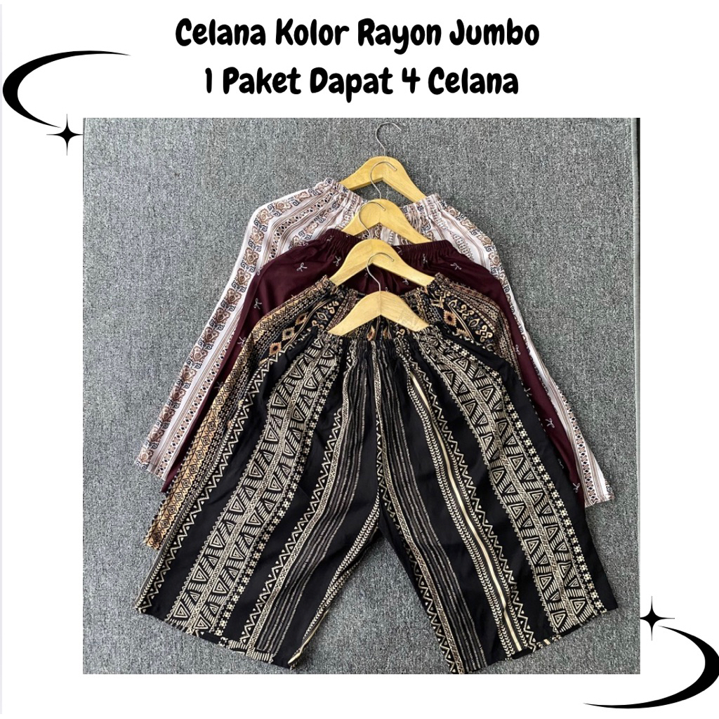 Paket Hemat Celana Kolor Rayon Jumbo Adem Nyaman Santai