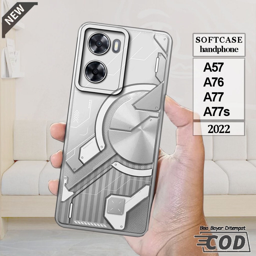Case OPPO A57 _OPPO A76 _OPPO A77 _OPPO A77s  -Casing Silikon  hitam bening lentur elastis keren