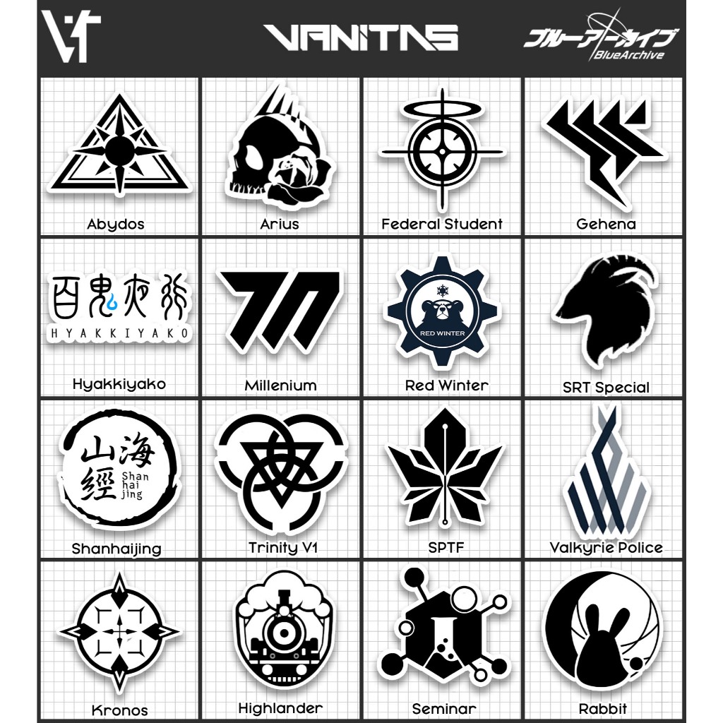 Stiker/Sticker | Blue Archive Club & Academy Emblem |  Sticker HP Aesthetic