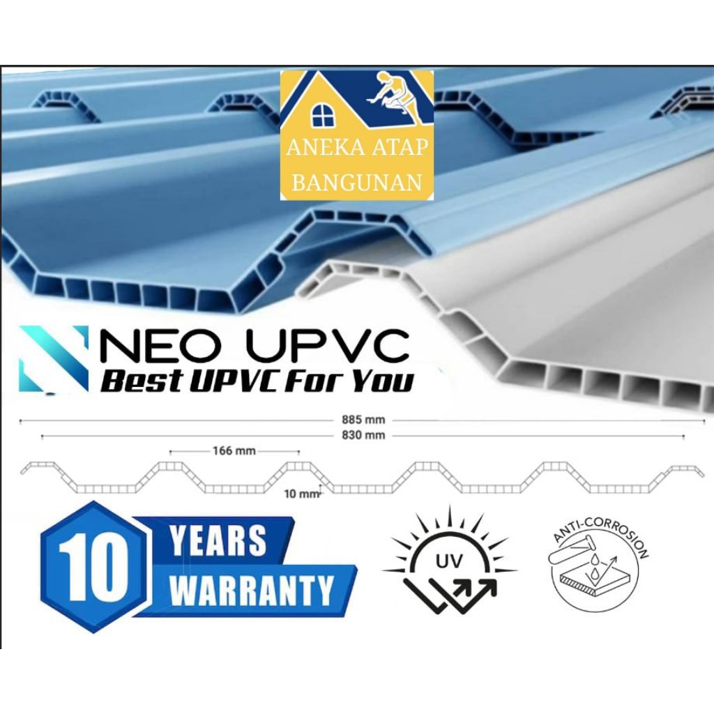 UPVC 2 Layer Tebal 10 mm Mirip Alderon / Atap Double Layer Premium