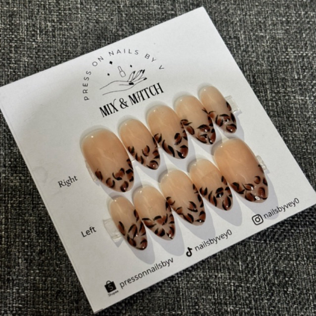 PRESS ON NAILS KUKU PALSU NAIL ART LEOPARD FREE GIFT RANDOM