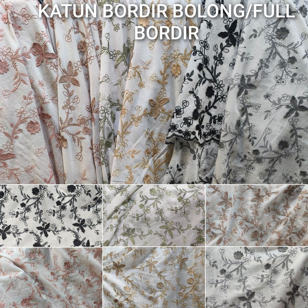 KAIN KATUN BORDIR BOLONG - KAIN KATUN FULL BORDIR( HARGA UNTUK ½ METER )
