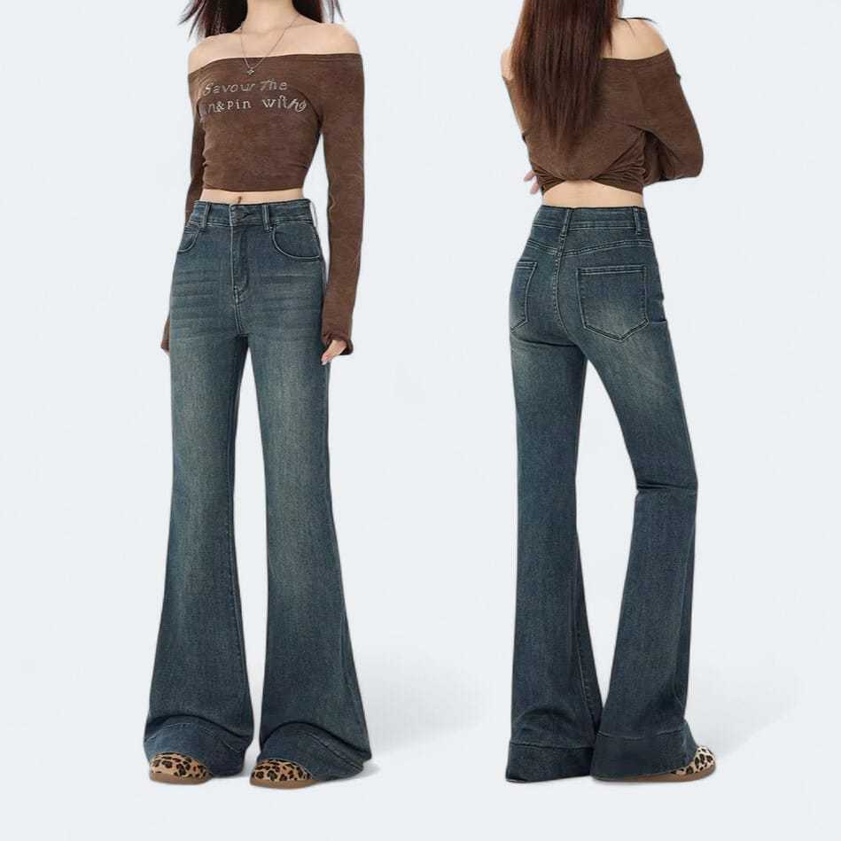 Highwaist cutbray Stretch Celana Panjang Wanita Karet Hitam Karet Hitam Kualitas Premium