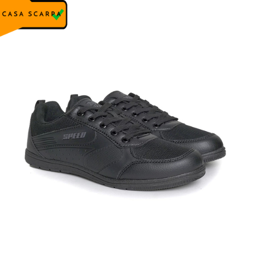 Sepatu Sekolah Speed/Loggo Anak Cewek Cowok - Sneaker Pria Wanita Hitam 37-42