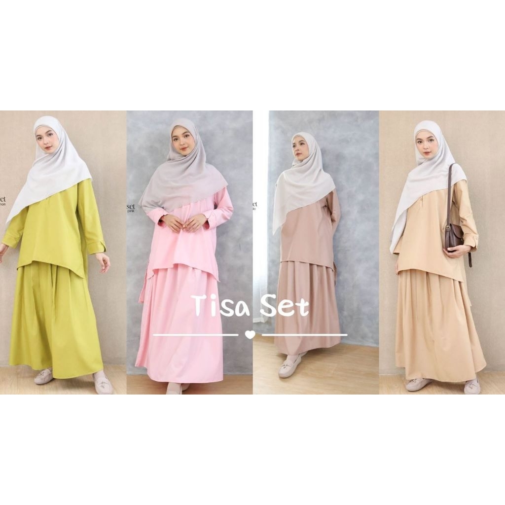 Kala7 One Set Polos Baju Atasan dan Bawahan Rok Bahan Katun Toyobo Tisa | One Set Cokelat |