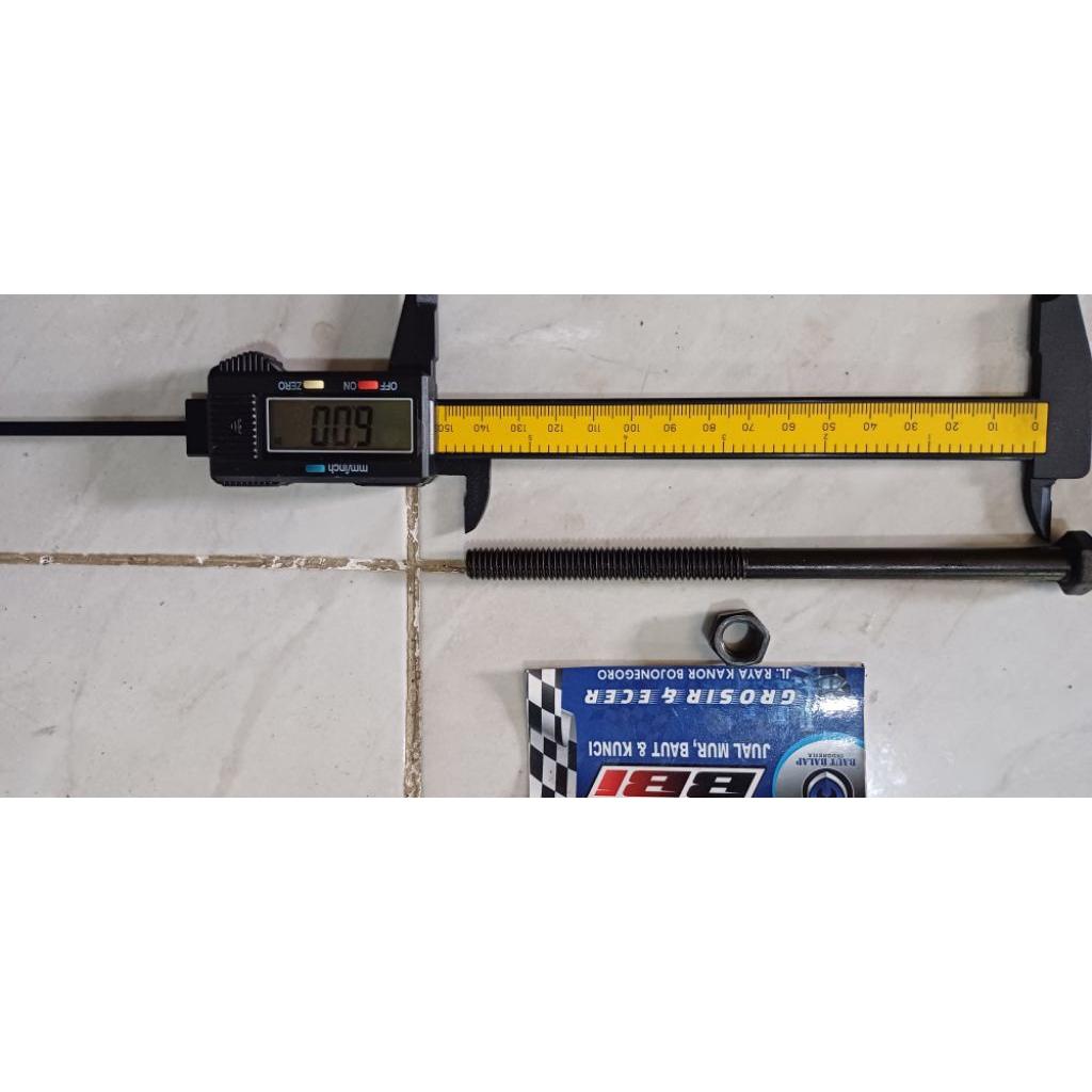 baut mur 3/8×6 baut 14 drat kasar panjang 15cm isi 10pcs