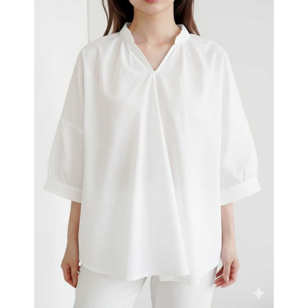 Atasan wanita putih Blouse bahan katun Blus high quality VDB