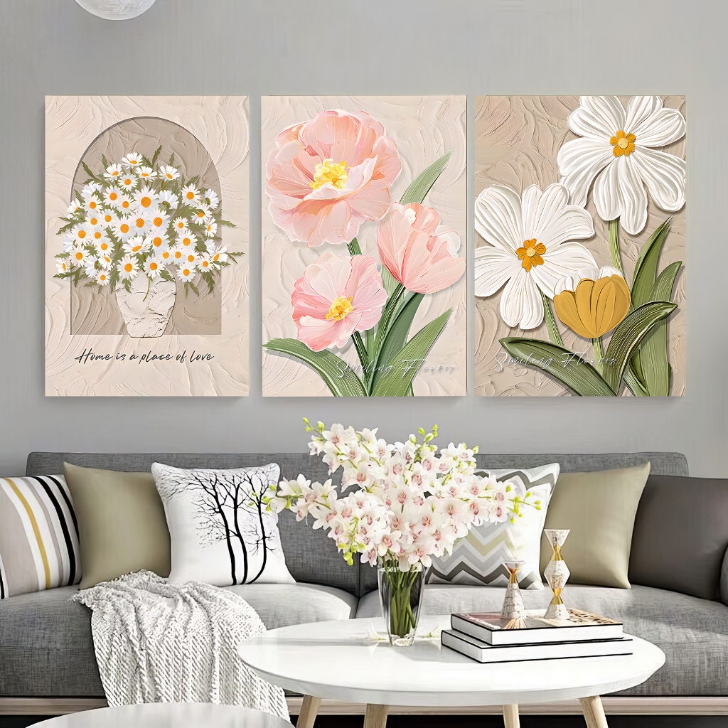 HIASAN DINDING DAUN PLANT Dekorasi Gantung Dinding Gambar Lukisan Minyak Bunga Tulip Lily