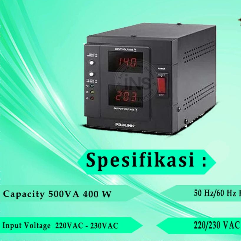 STABILIZER PROLINK PVR500D 500VA 400 WATS 1YR 1 tahun 1 year 1year