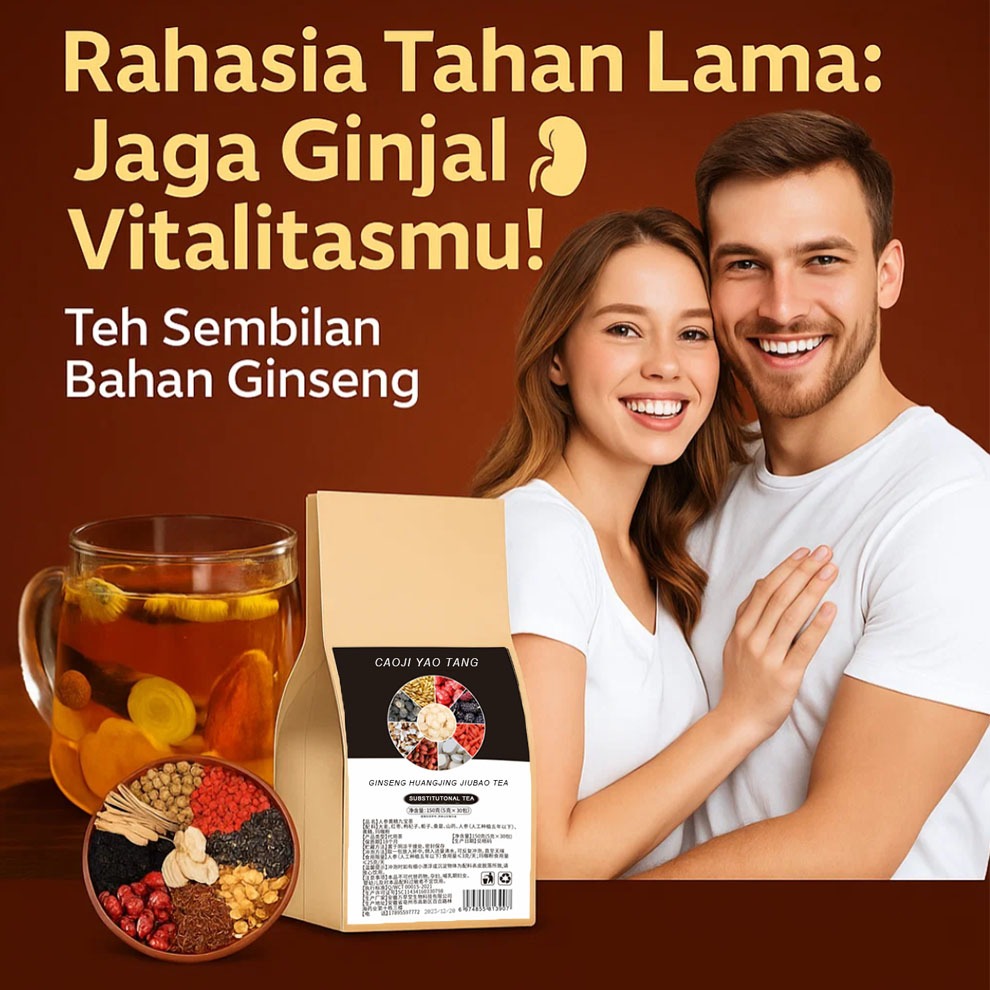 Teh Herbal Sembilan Bahan dengan Ginseng dan Polygonatum untuk Energi dan Vitalitas, Minuman Kesehat