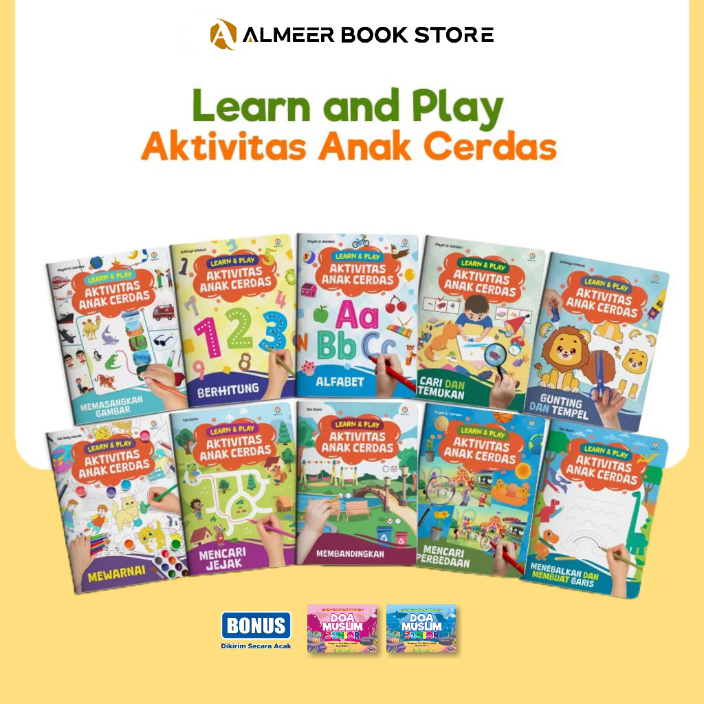 (Isi 10 Buku Aktivitas) Learn & Play Aktivitas Anak Cerdas - Buku Aktivitas Anak PAUD TK Lengkap (Bo