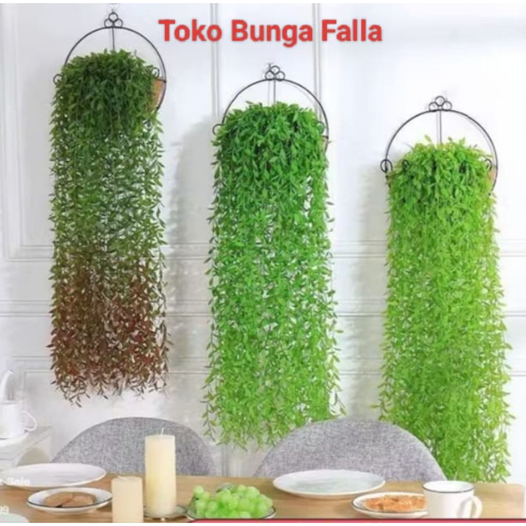 Daun juntai Lee Kwan yew artifisial ( panjang 1 meter) Daun tirai rambat plastik Hoya costa