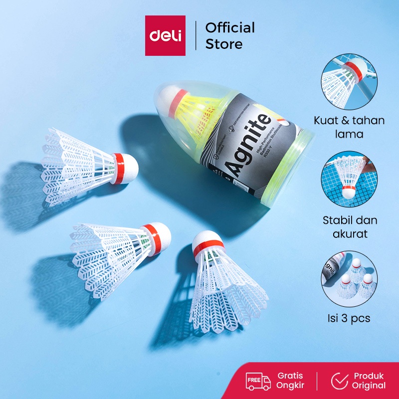 Agnite Kok Badminton / Kok Bulutangking / Shuttlecock Bahan Nylon Isi 3 F2211 ER332
