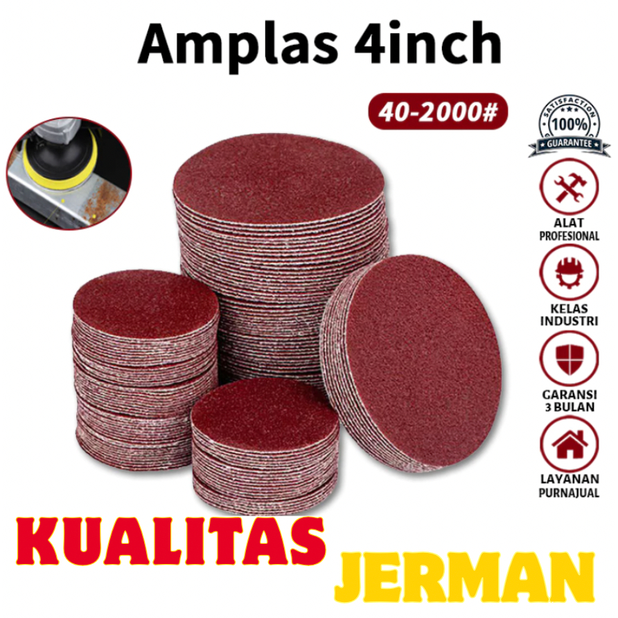 Amplas bulat Velcro 4 Inch Grit Grid Amplas Bulat Velcro Ukuran 4 Inch Grit Ukuran 40, 60, 80, 100, 