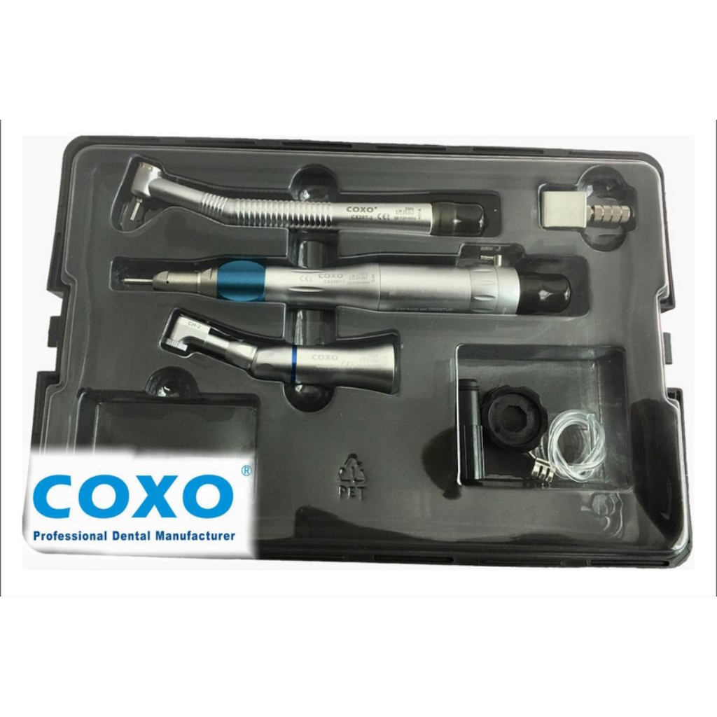 Set Air Micromotor CA + Hp Coxo 4 hole handpiece set contra angle dan hight speed 4hole coxo