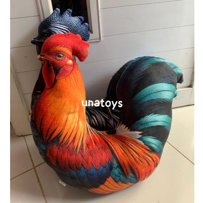 Boneka Bantal 3D karakter ayam jago cemani 45cm / bantal sofa ayam printing lucu ori berlabel SNI