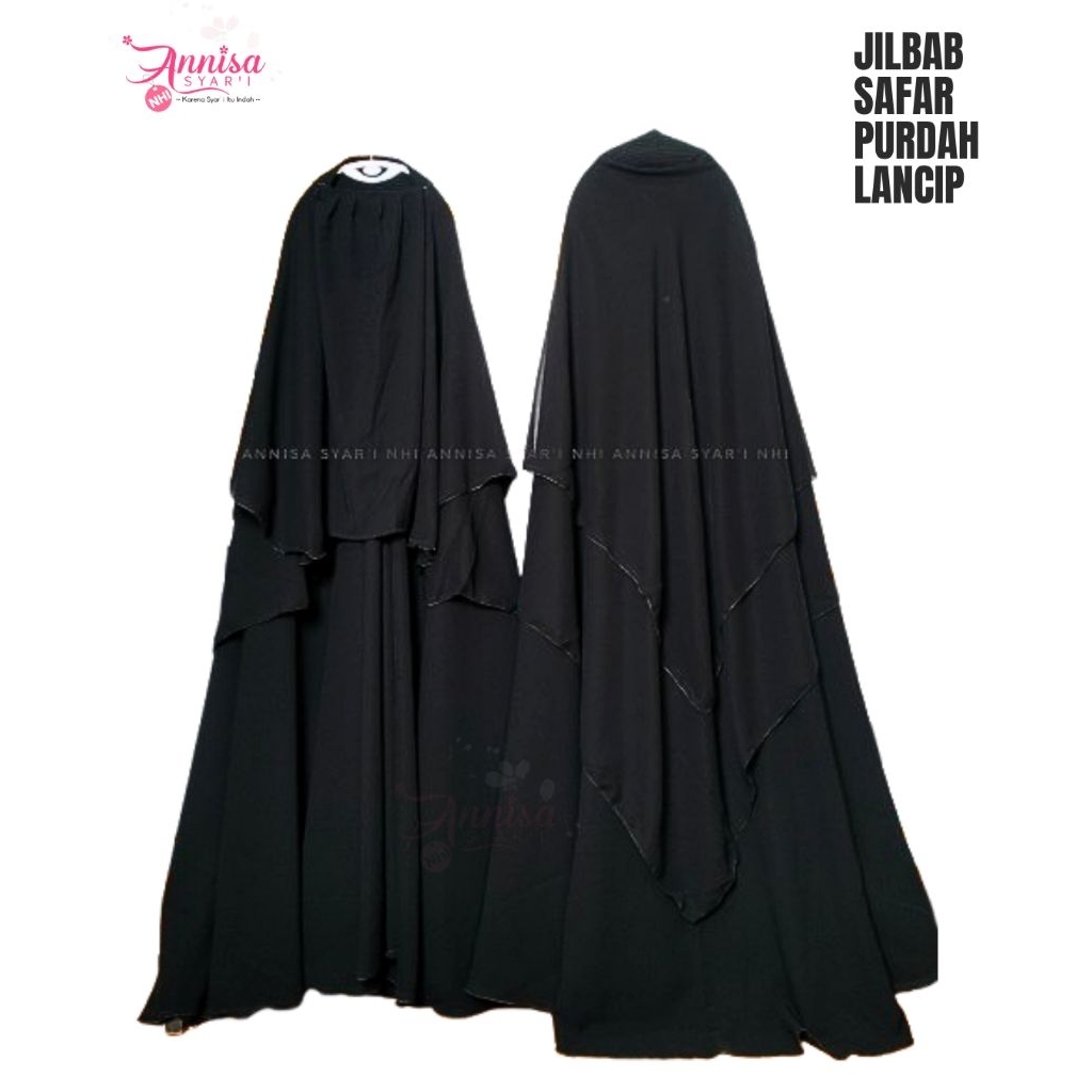 [BISA COD] Annisa Syar'i NHI - JILBAB CADAR SAFAR Purdah Lancip | Jilbab safar jetblack Bonanza | Fo