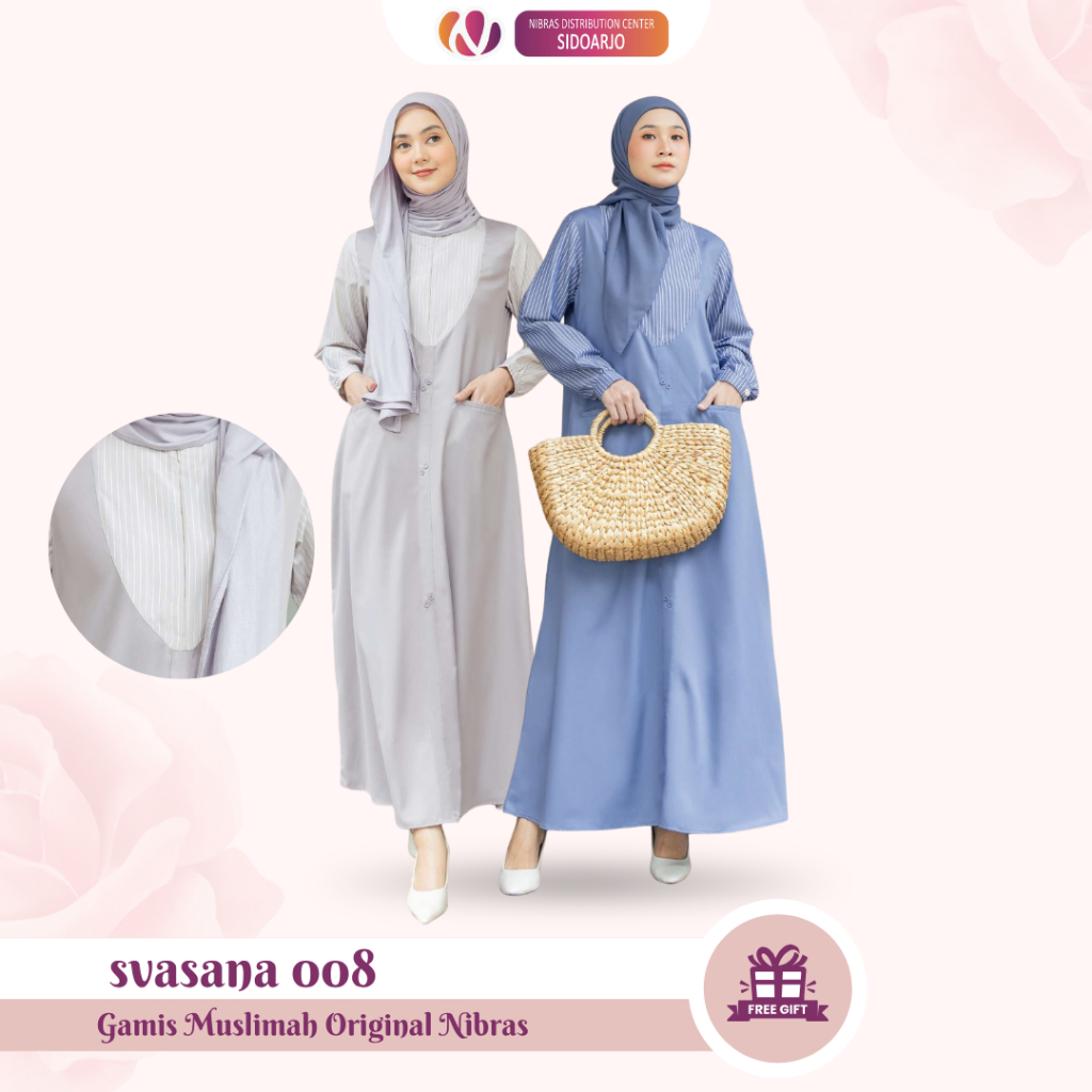 Overall Long Dress Remaja Gamis Korean Style Long Dress Wanita Terbaru Nibras Svasana 008 Denim Grey