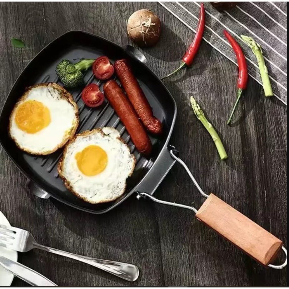 Pemanggang Grill Teflon Lipat Anti Lengket 20cm