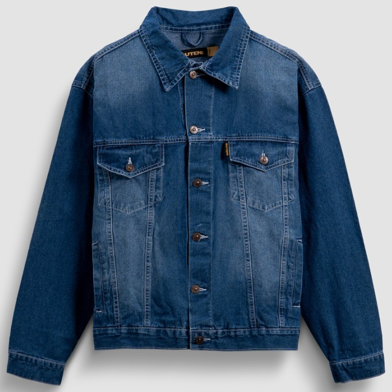 Guteninc Jacket Denim Jeans Trucker Boxy Bullitt Blue Washed
