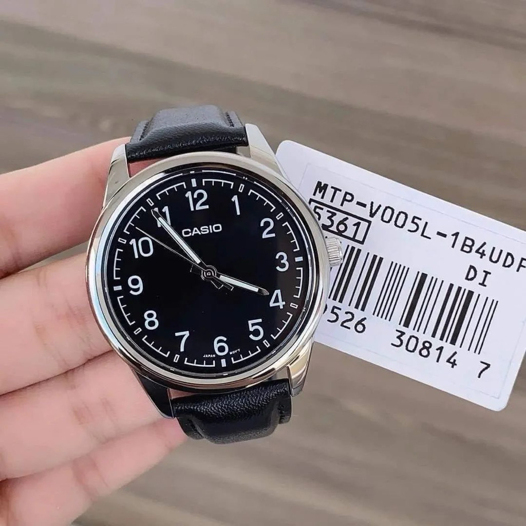 Jam Tangan Pria Original Casio mTV-v005L Kulit Simple Analog Jarum