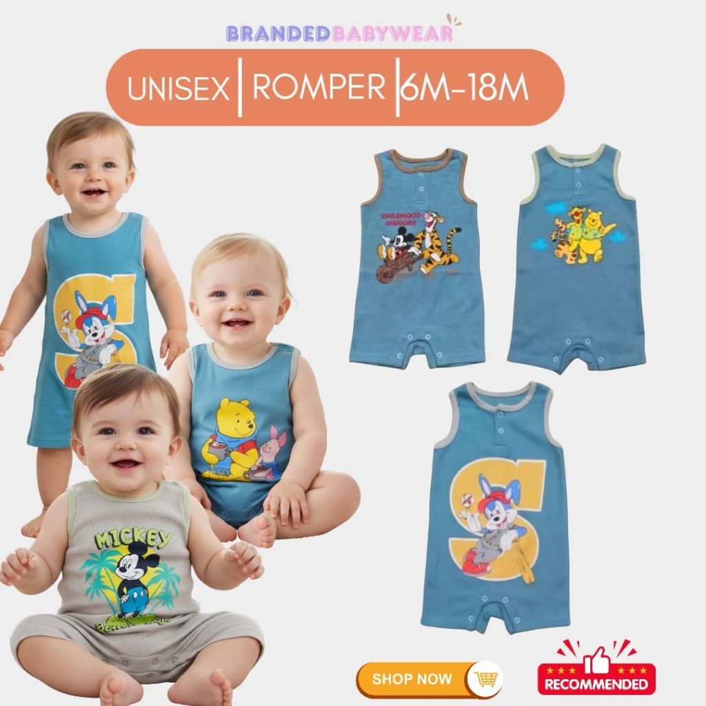 Romper Baby Unisex Size 6 12 18Bulan BBW816