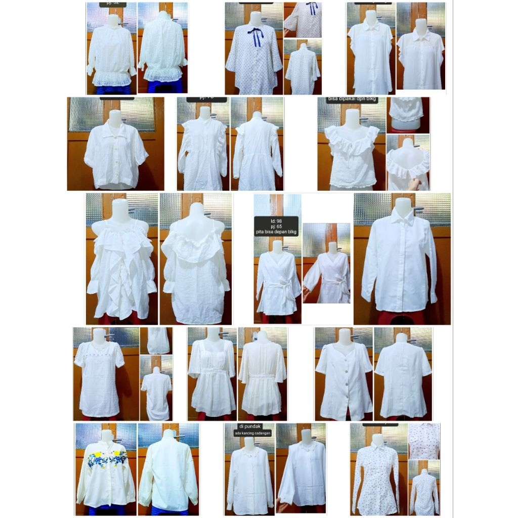 kemeja putih, kemeja natal, blouse natal, blouse putih, brukat putih, croptop, blouse lengan balon, 