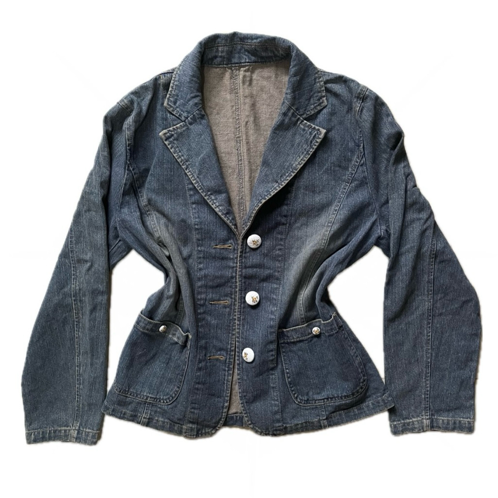 Vintage Denim Blazer | Denim Jacket Y2k Retro Cottagecore Punk Grunge Shoujo Coquette Fairycore Stre