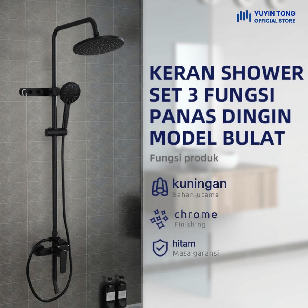 Rain Shower Mandi Hitam Air Panas dan Dingin 1 Set