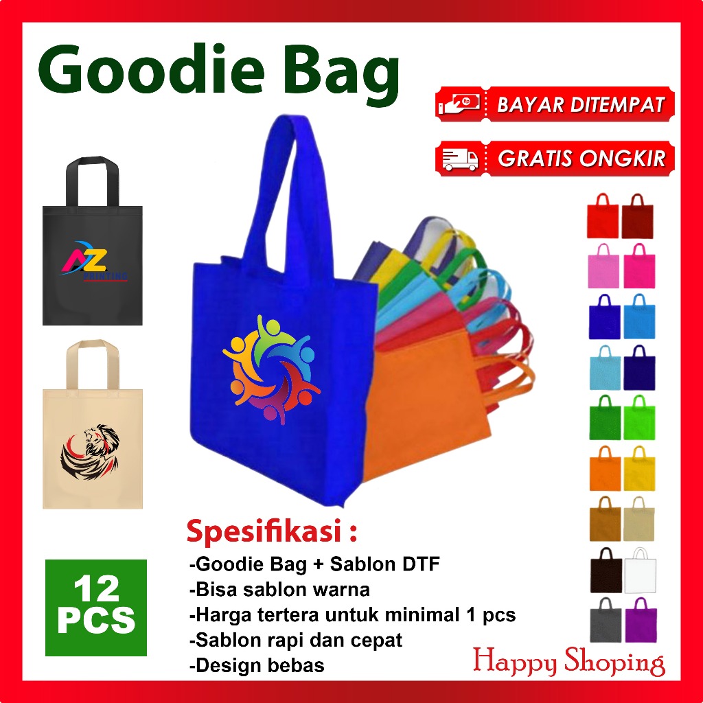 Sablon Custom Goodie Bag spunbond print warna souvenir foto (Tas promosi I TAS PROMOSI TOKO I TAS OL