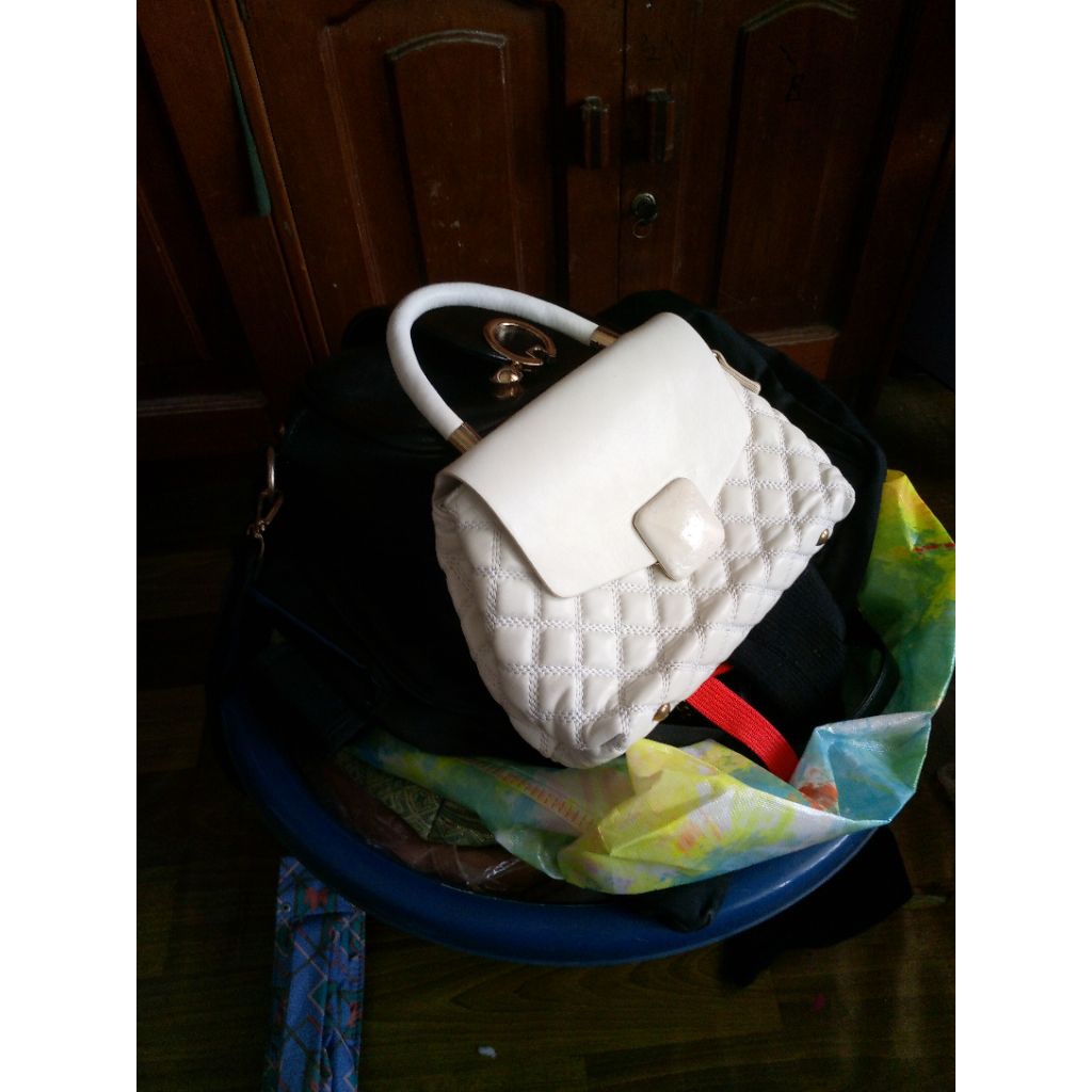 tas Tote bag warna putih kantong satu