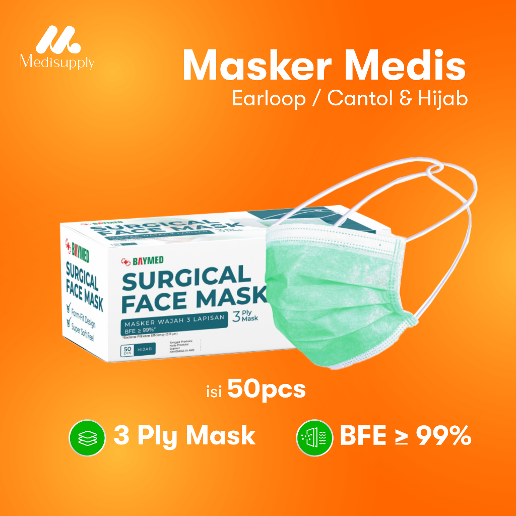 MASKER HIJAB 3 Lapis Medis BAYMED Mask Original
