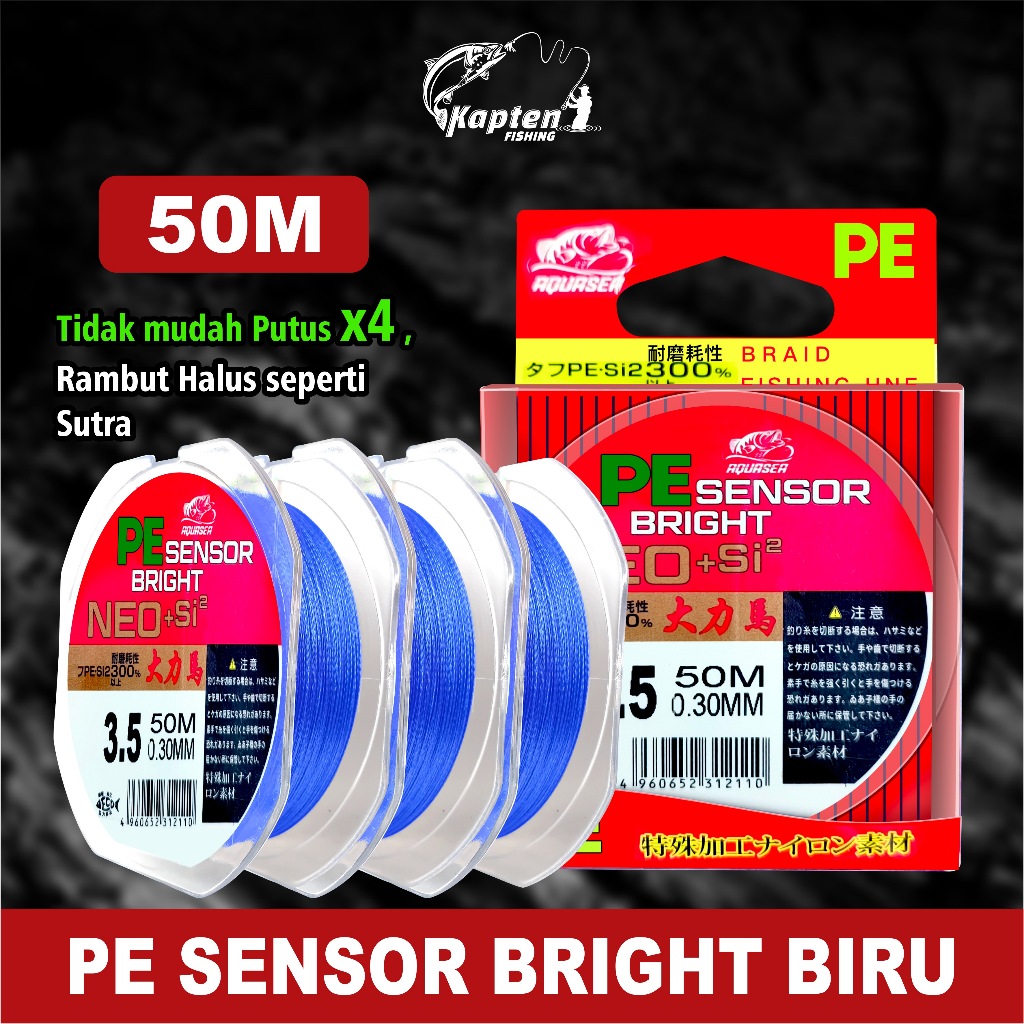 Kapten Fishing - Tali Pancing PE Sensor Bright NEO+Jepang Senar Pancing 50m SuperKuat benang pe sena