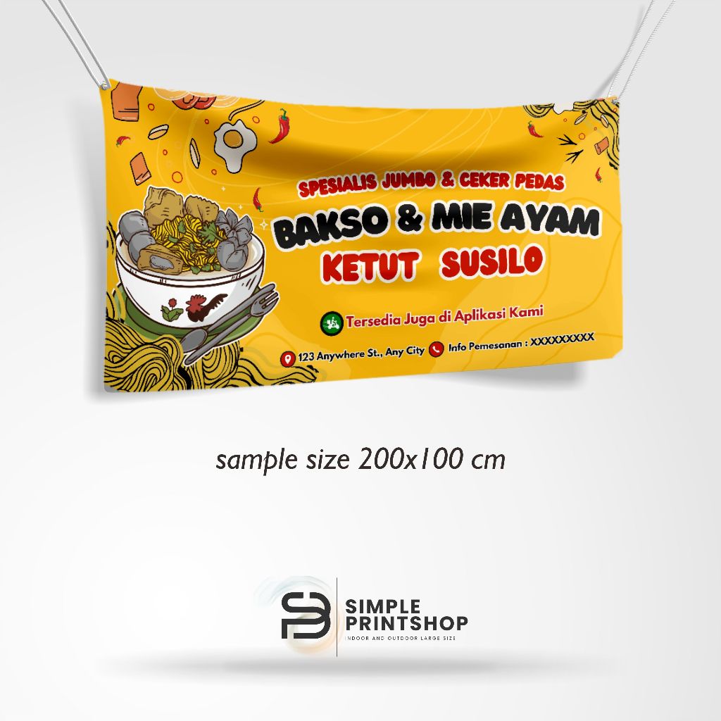 Spanduk Banner Bakso dan Mie Ayam Free Custom Design