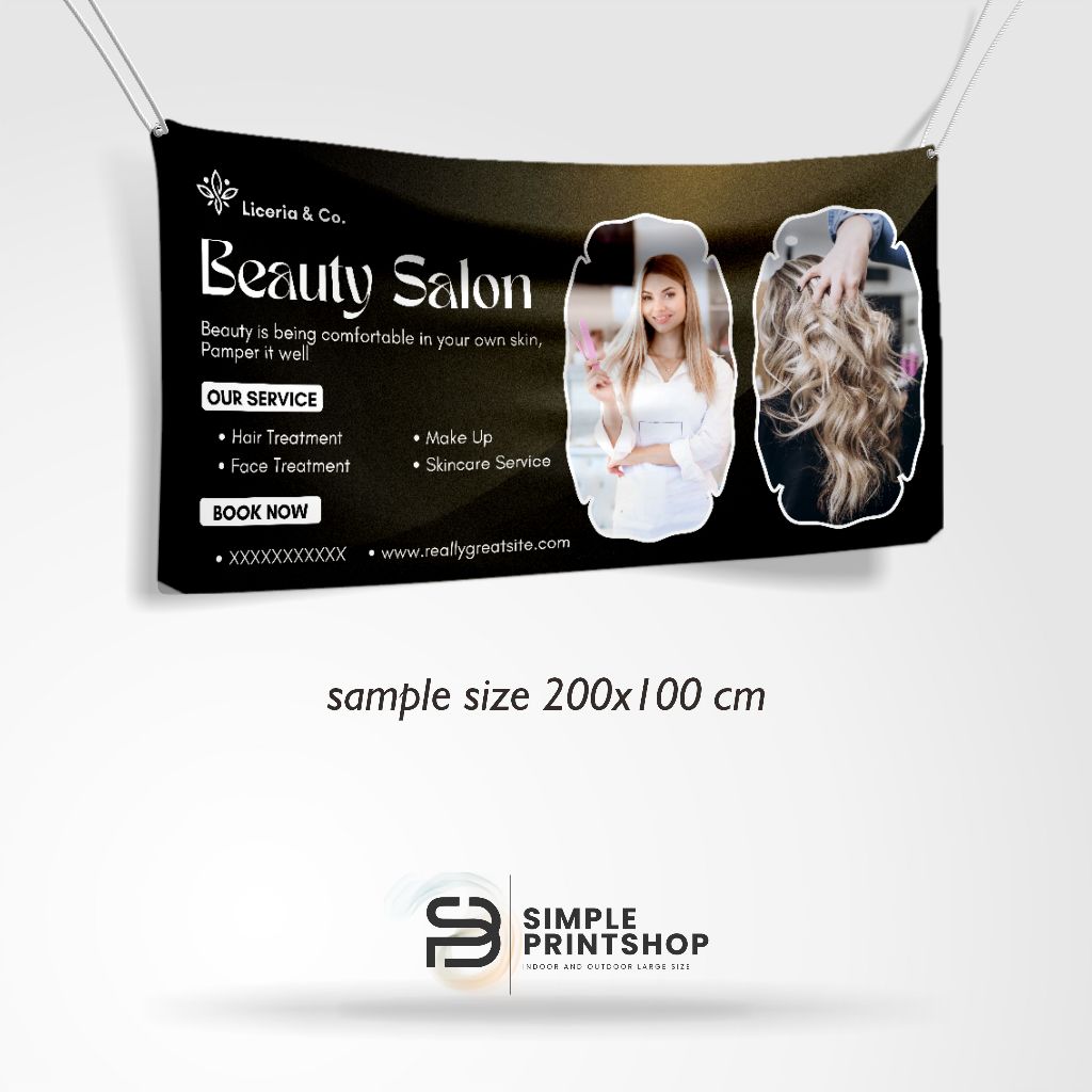 Spanduk Banner Salon Model Hitam Free Custom Design