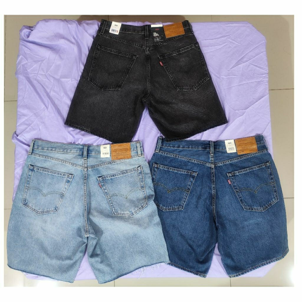 Celana Lev is LVS Big E Original 468 Stay Loose Short Jeans Blue Black Denim Vintage Washed alt Cela